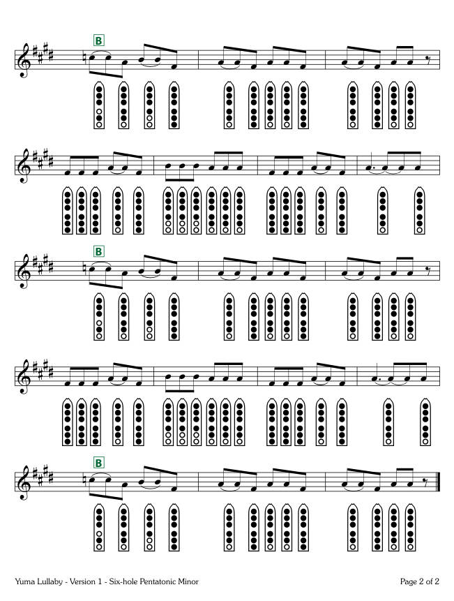 Yuma Lullaby - Version 1 - six-hole Pentatonic Minor